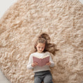 OLANLY Beige Round Rugs for Bedroom - Soft and Fluffy Carpet