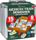 Mexican Train Dominoes Set Double 15 - Full Case with Holders