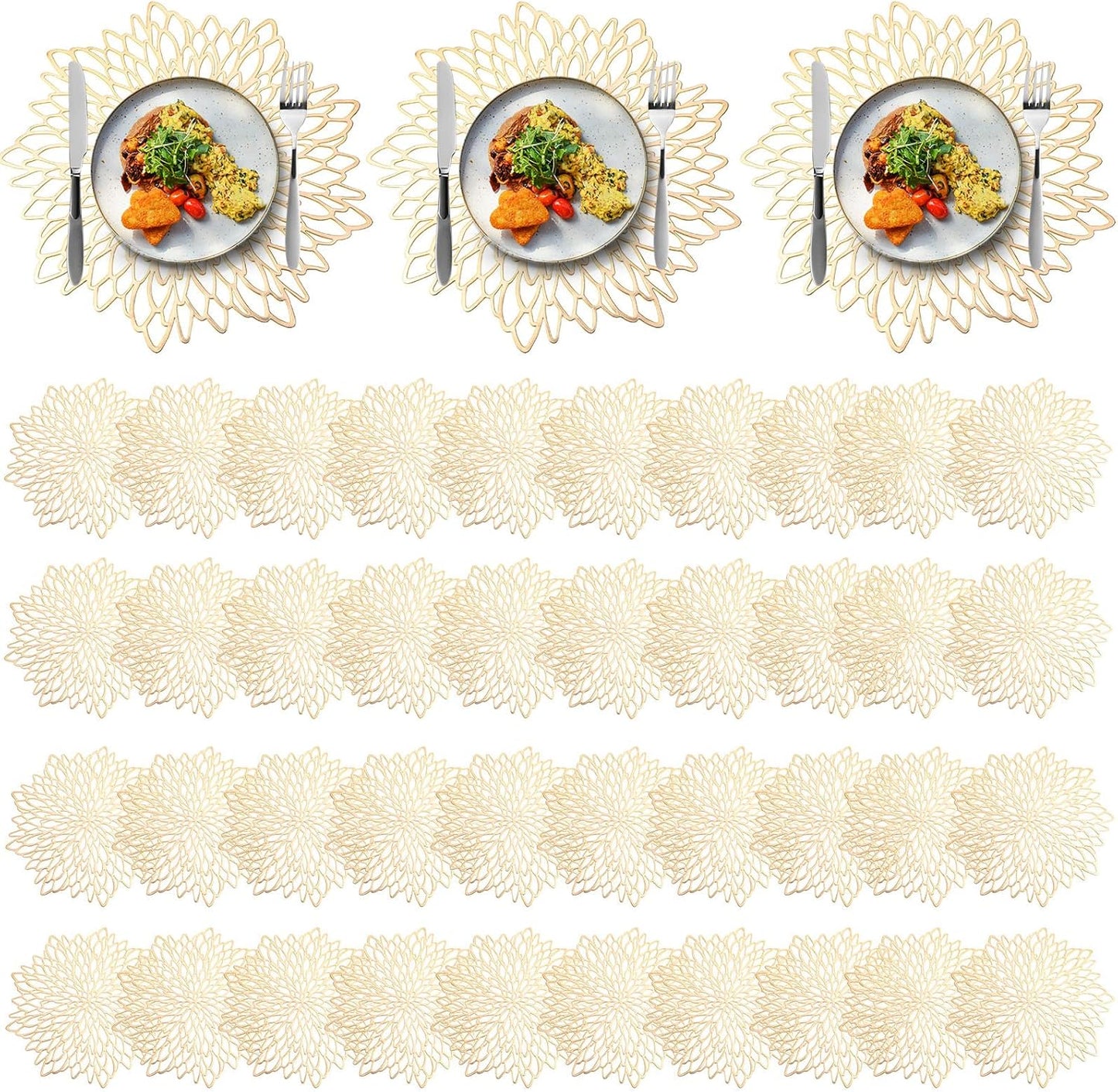 Chengu 100 Pieces Round Pressed Vinyl Placemats for Dining