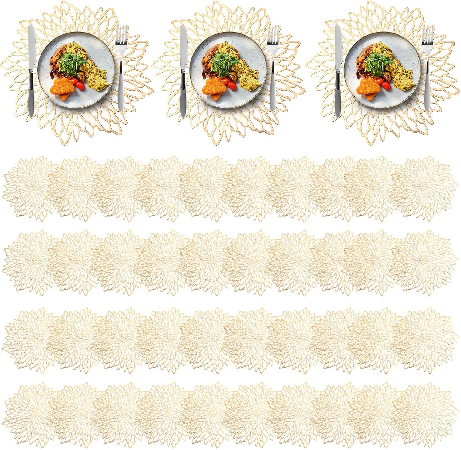 Chengu 100 Pieces Round Pressed Vinyl Placemats for Dining