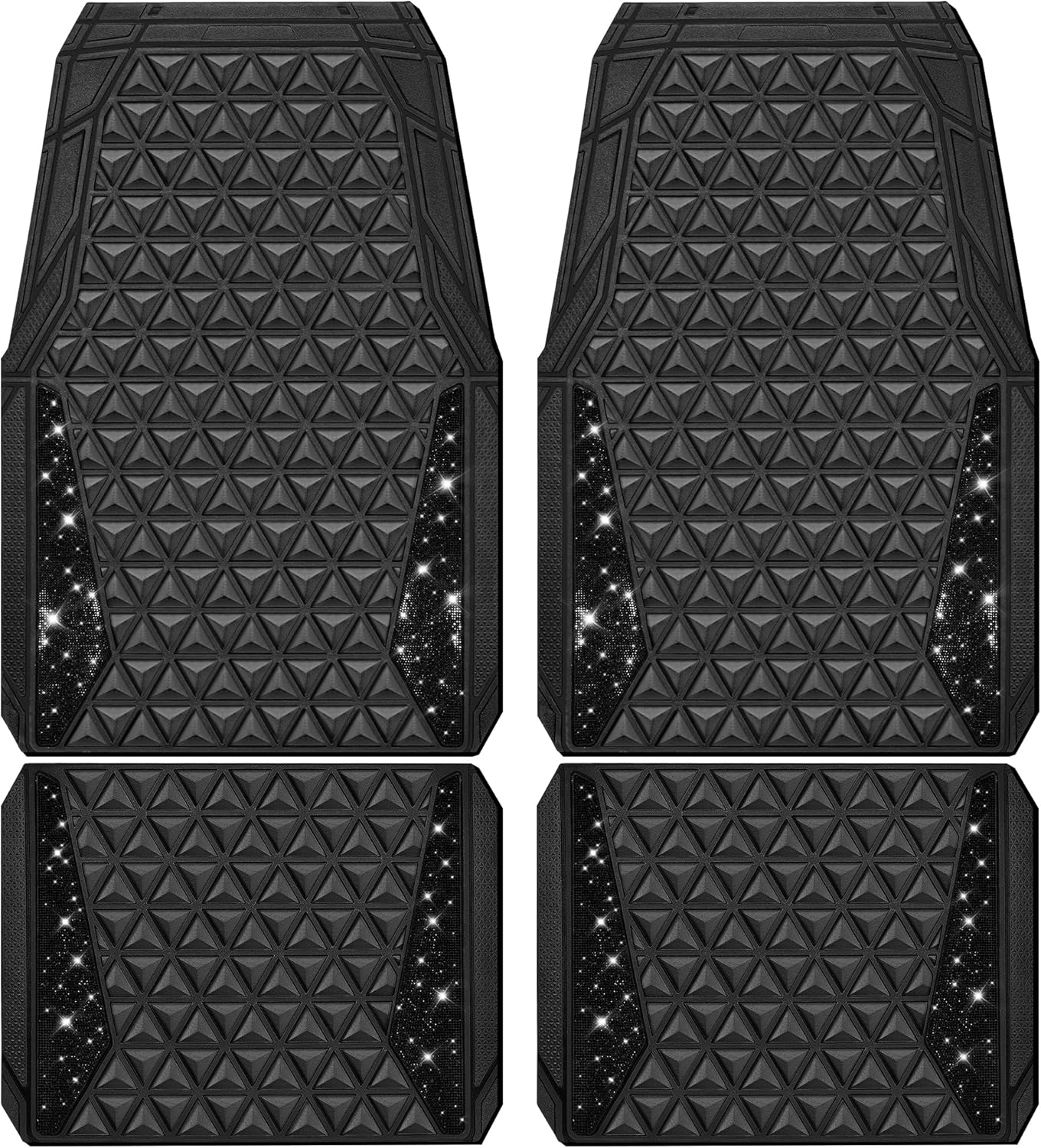 Bling Diamond Rubber Car Mats Full Set for SUV and Sedan