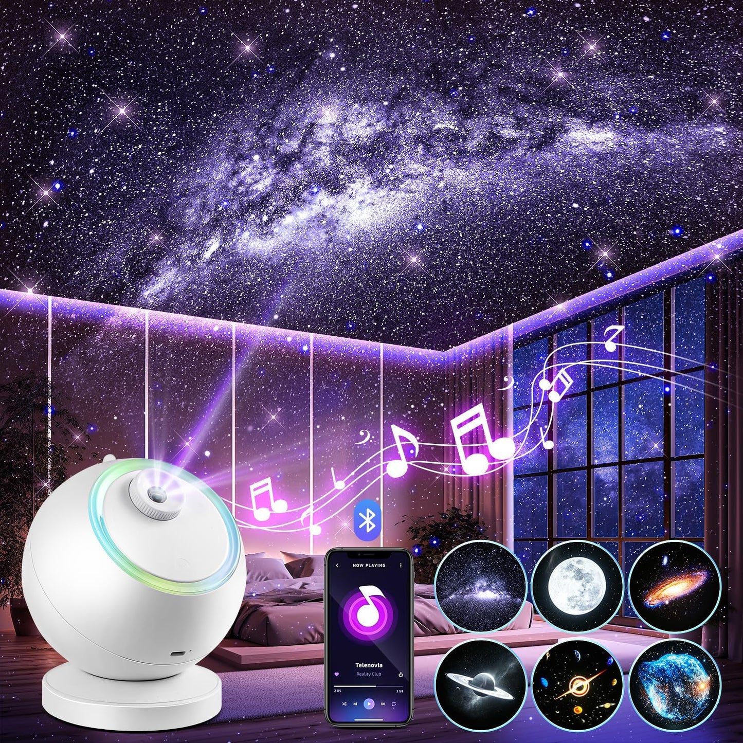 Rechargeable Star Projector with Music & Timer