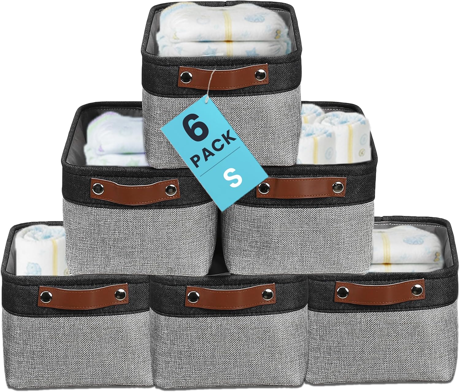 OrganiHaus Small Fabric Storage Baskets for Neat Organization