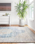 Layla Collection LAY-07 Blue/Tangerine 5 ft x 7.5 ft Area Rug - Soft