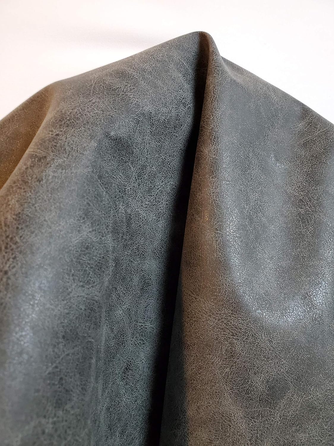 Gray Distressed Crazy Horse Faux Vegan Leather for Upholstery