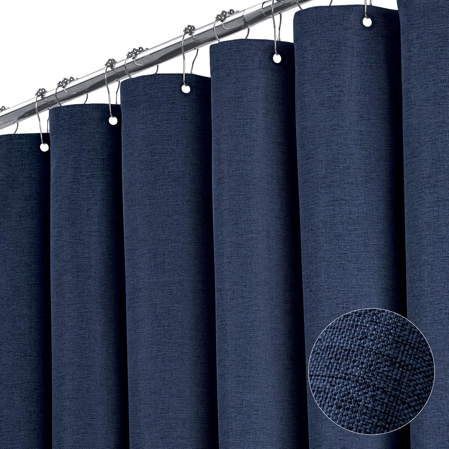 BTTN Extra Long Linen Textured Luxury Shower Curtain