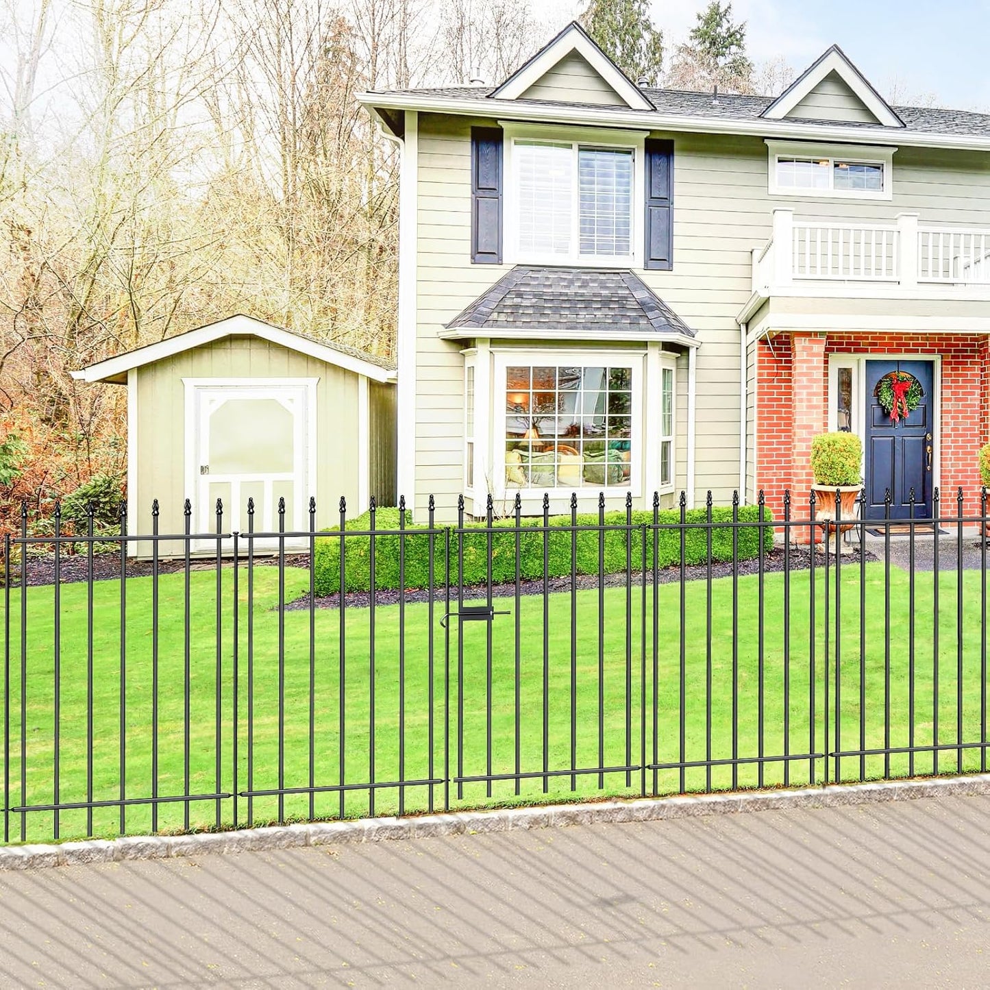 Metal Garden Fence with Gate for Dogs and Outdoor Spaces