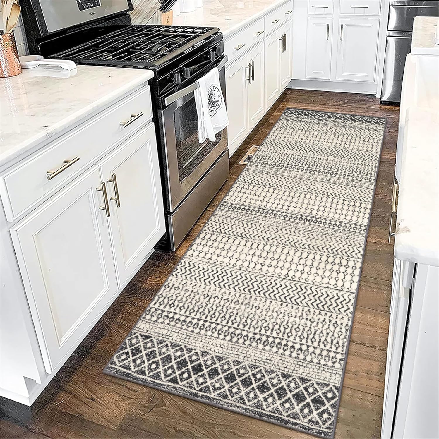 Moroccan Washable Runner Rug - Soft Non-Slip Vintage Boho Design