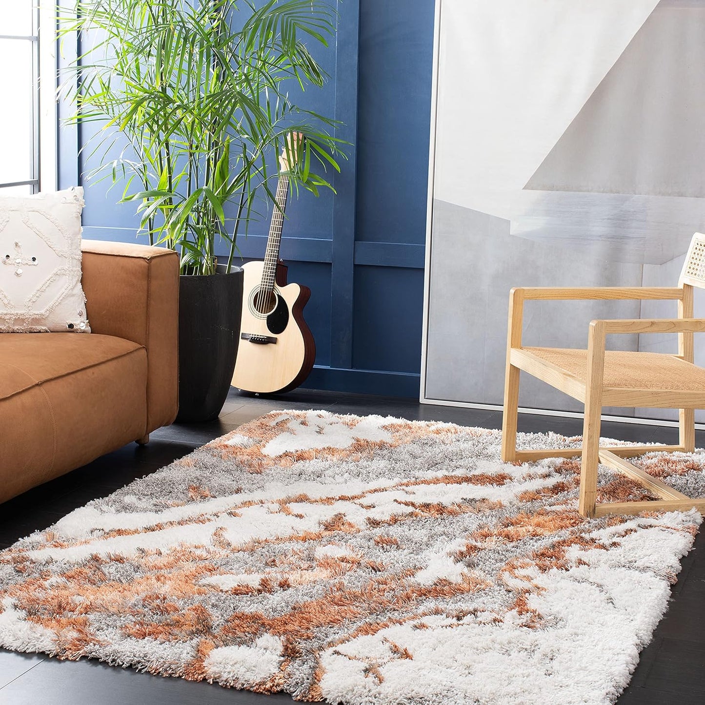 SAFAVIEH Horizon Shag Collection Area Rug - Modern Abstract Design