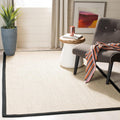 Area Rug 4 ft Square Natural Fiber Sisal - Marble & Black