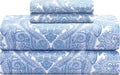 100% Cotton Percale Sheets Full Blue Paisley - 16in Deep Pocket