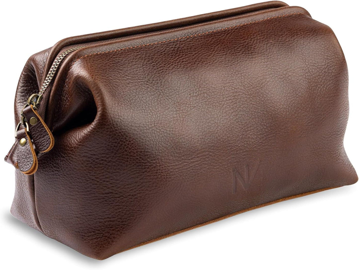 NV Holders Premium Leather Toiletry Bag for Men - Travel Dopp Kit