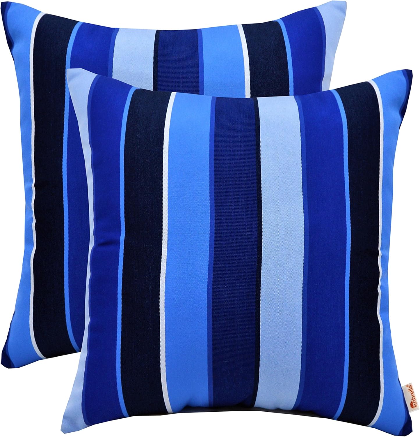 Sunbrella Square Throw Pillows Set of 2 | 17in x 17in | Milano Cobalt