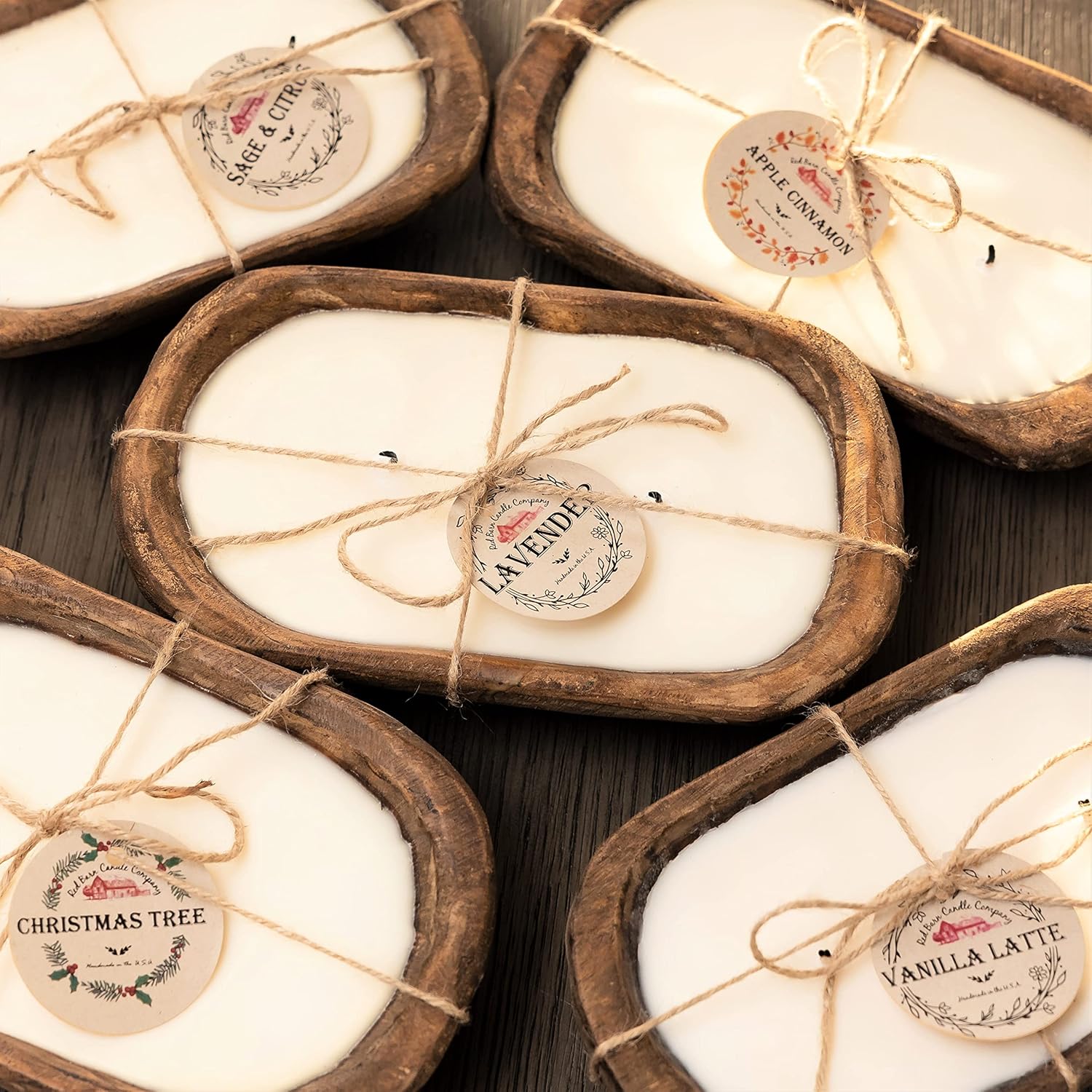 Wood Dough Bowl Candles - 100% Natural Soy Wax & Essential Oils