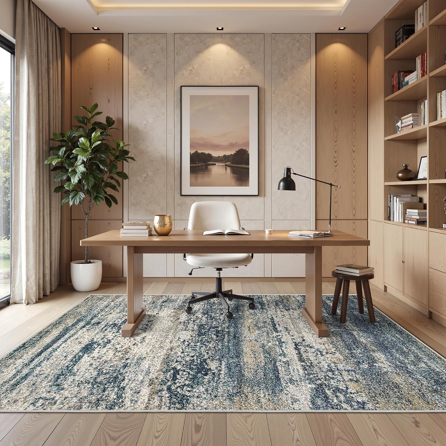Washable Area Rug 5x7 with Anti-Slip Backing for Living Room
