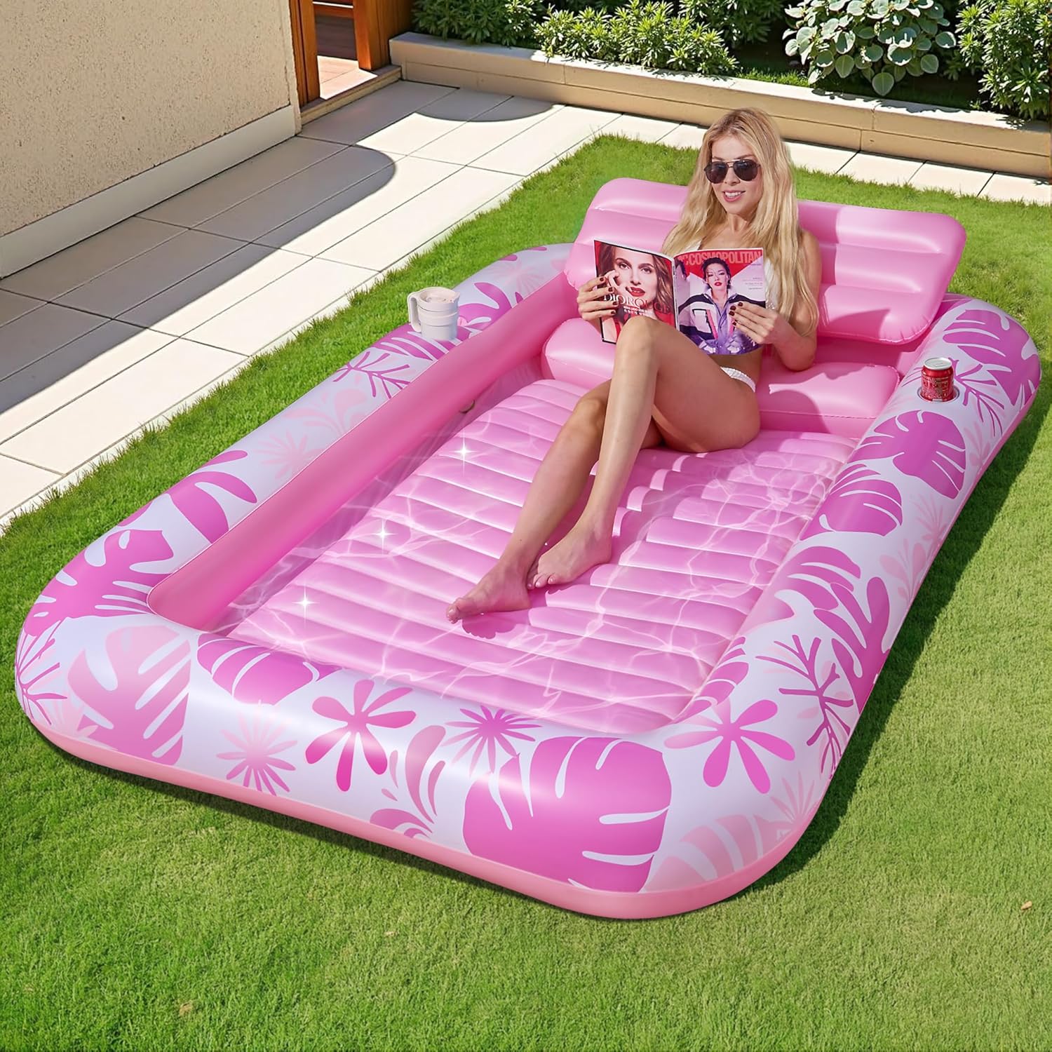 Inflatable Backyard Tanning Pool Lounger Float for Summer Fun
