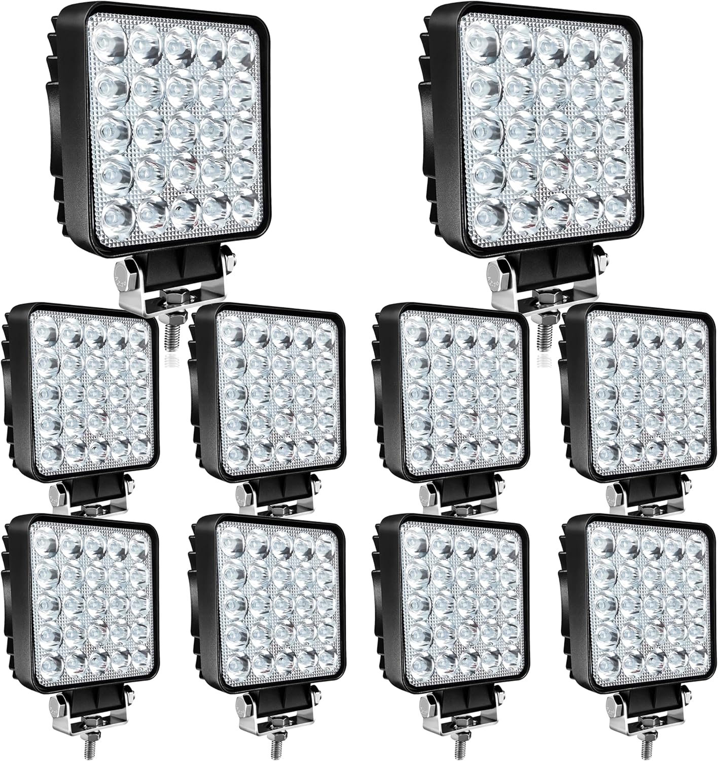 Powerful 4 Inch Square LED Work Lights for Trucks and Tractors