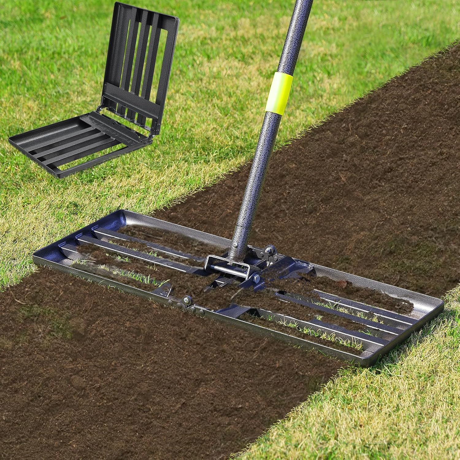 Lawn Leveling Rake with Adjustable Handle for Easy Use