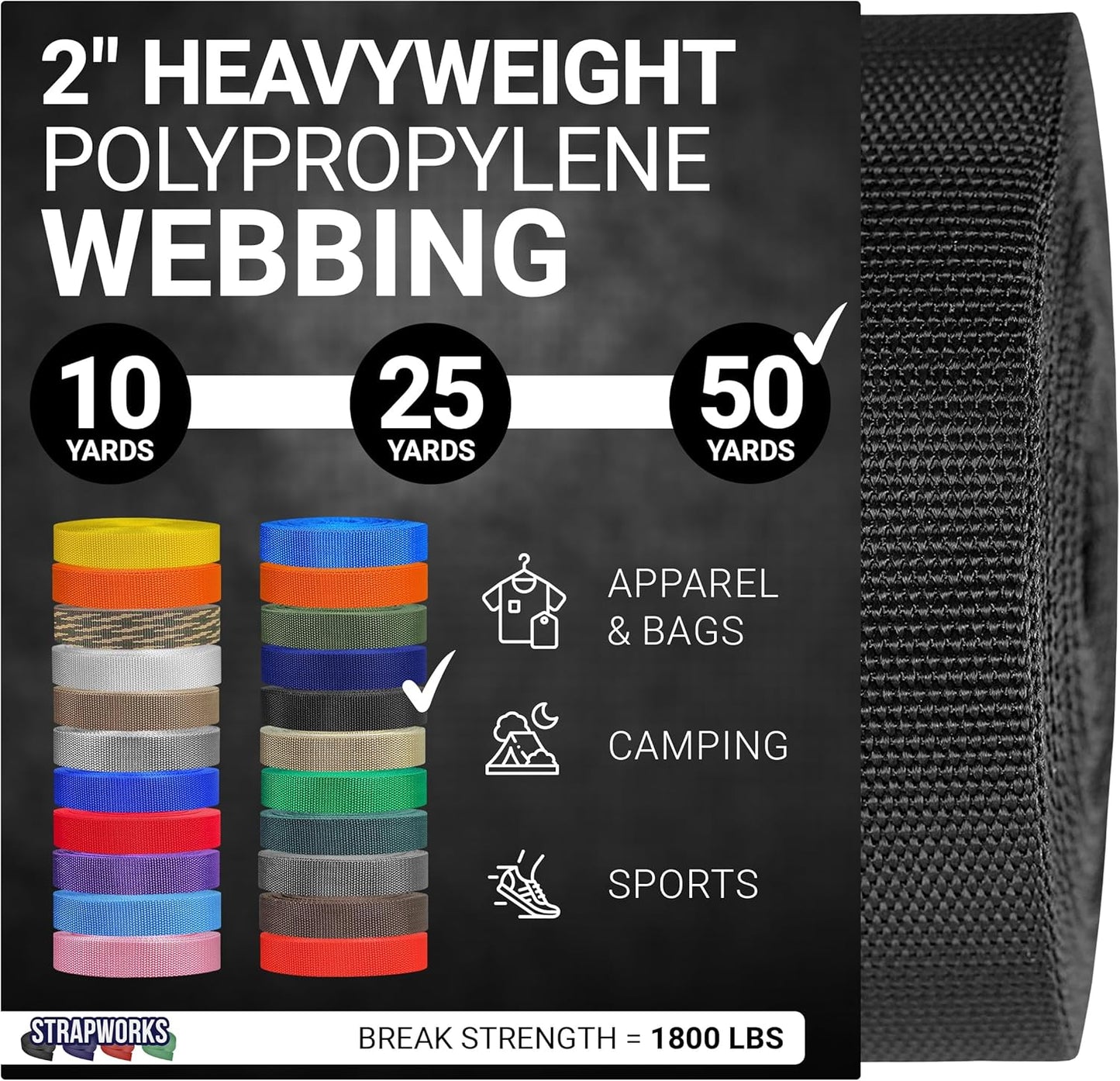 Heavyweight Polypropylene Webbing for Outdoor DIY Gear Repair