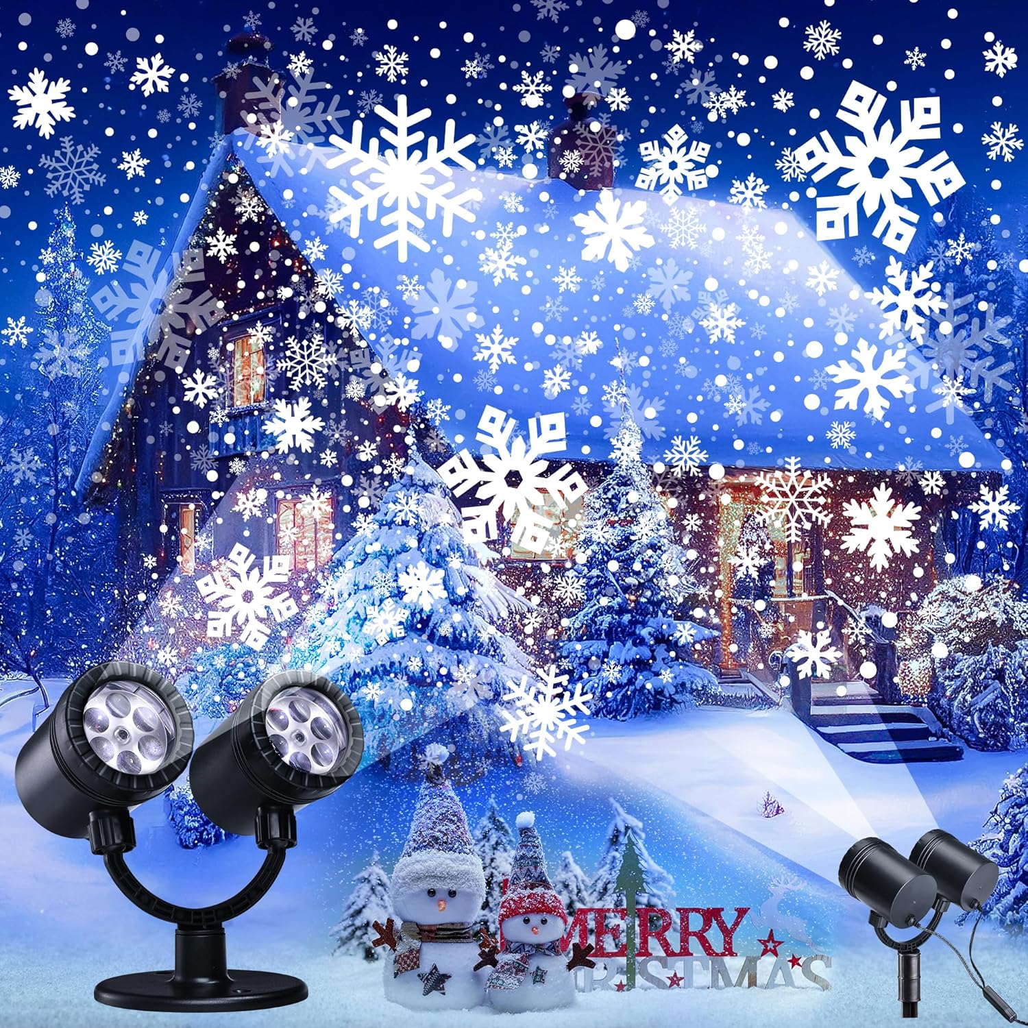 Dual Snowflake Projector - Festive Outdoor Lighting