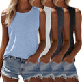 Ficerd 4 Pack Women's Sleeveless Tops - Casual Loose Fit Tank Tee is