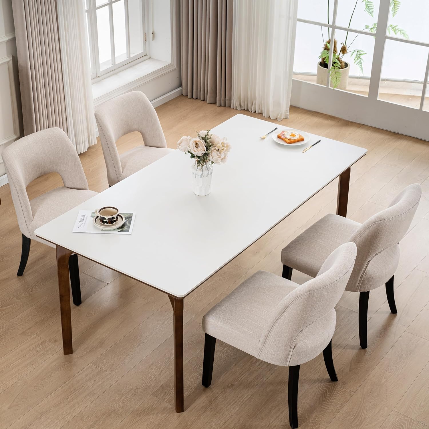 VKNOW Wooden Dining Chairs Set of 4 for Modern Dining Rooms