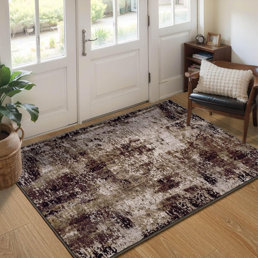 Entryway Rug 3x5 Non Slip Abstract Boho Design for Any Room