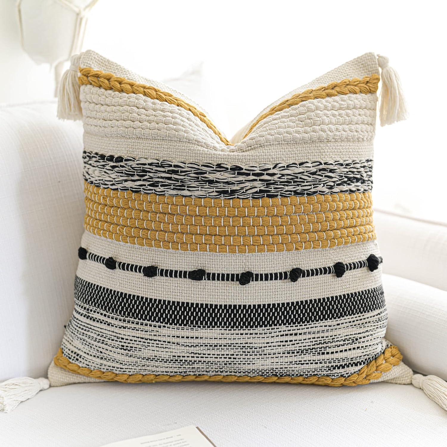 Fall Yellow Mustard Decorative Throw Pillow Cover for Home Decor