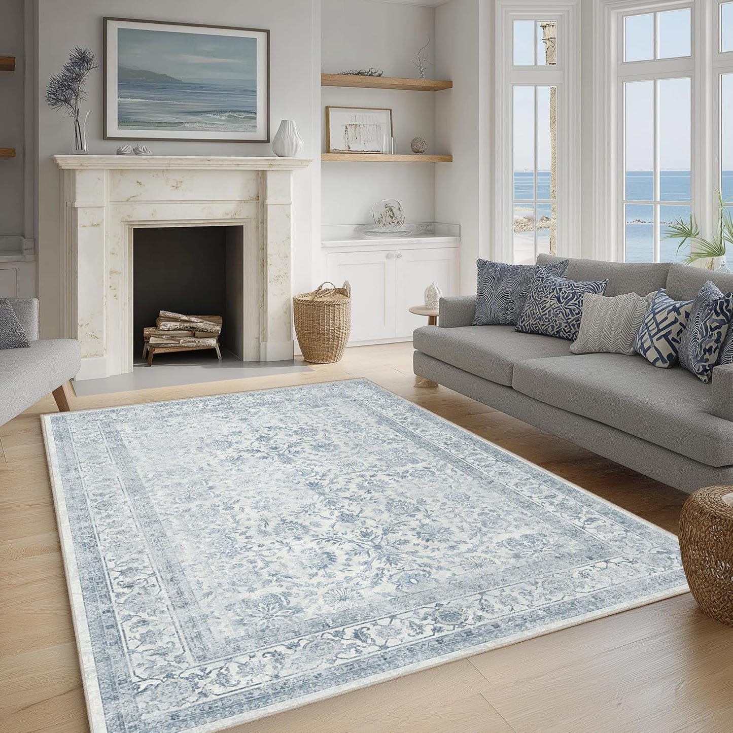 FMFUNCTEX 4x6 Washable Area Rug for Vintage Home Decor