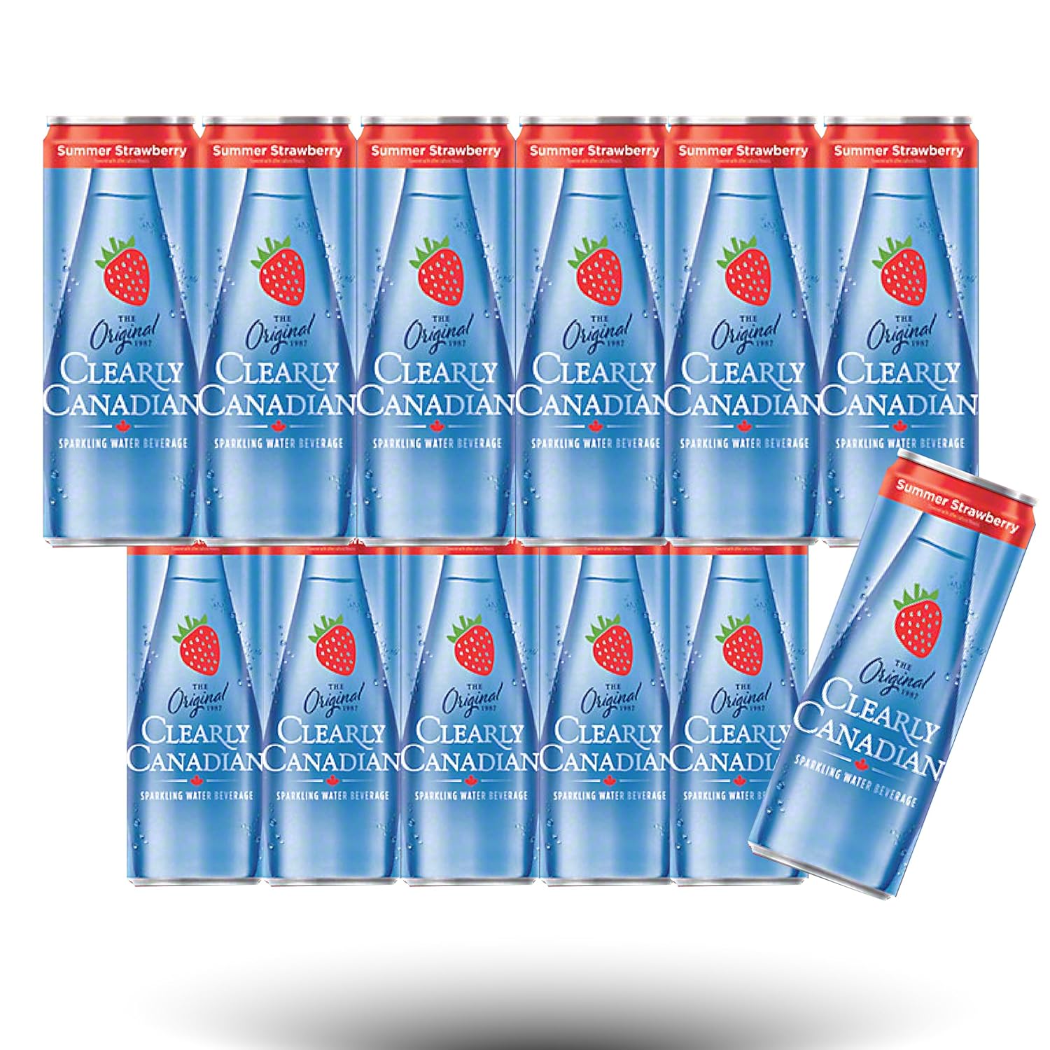 Refreshing Sparkling Water Beverage with Summer Strawberry Flavor