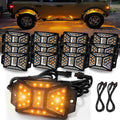 12 Pods Amber Rock Lights with Extension Wires - Bright Full Angle