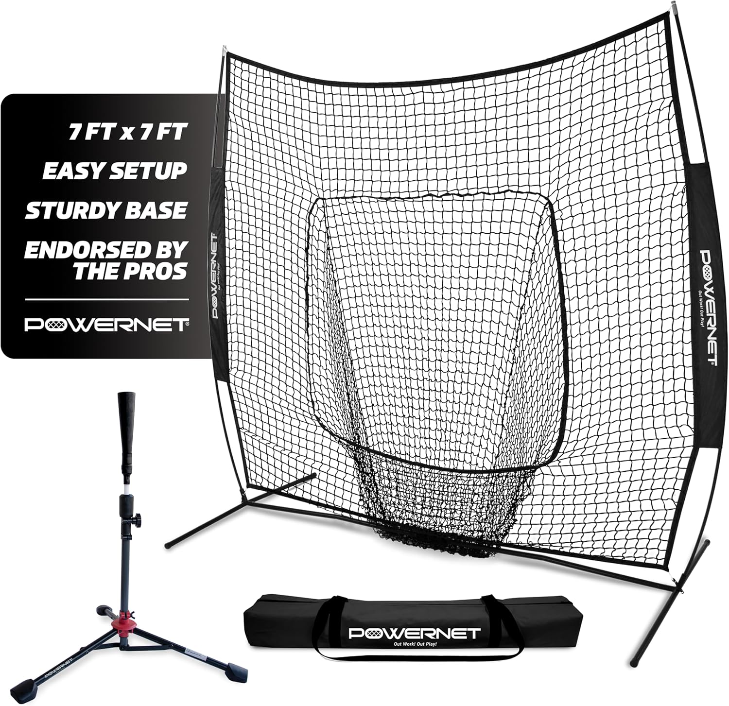 PowerNet Baseball Softball Practice Net 7x7 for Training