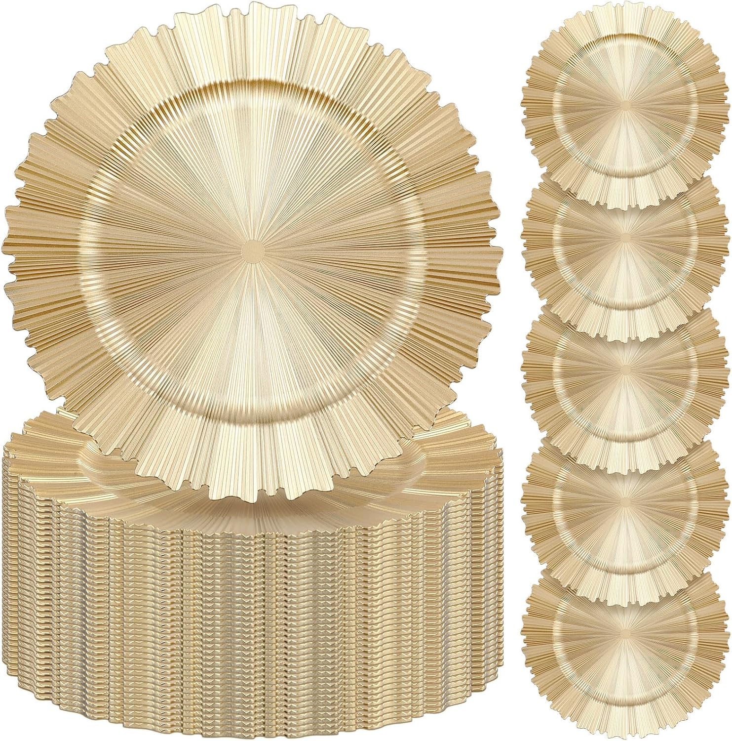 Gold Fluted Edge Charger Plates - Elegant Table Decor