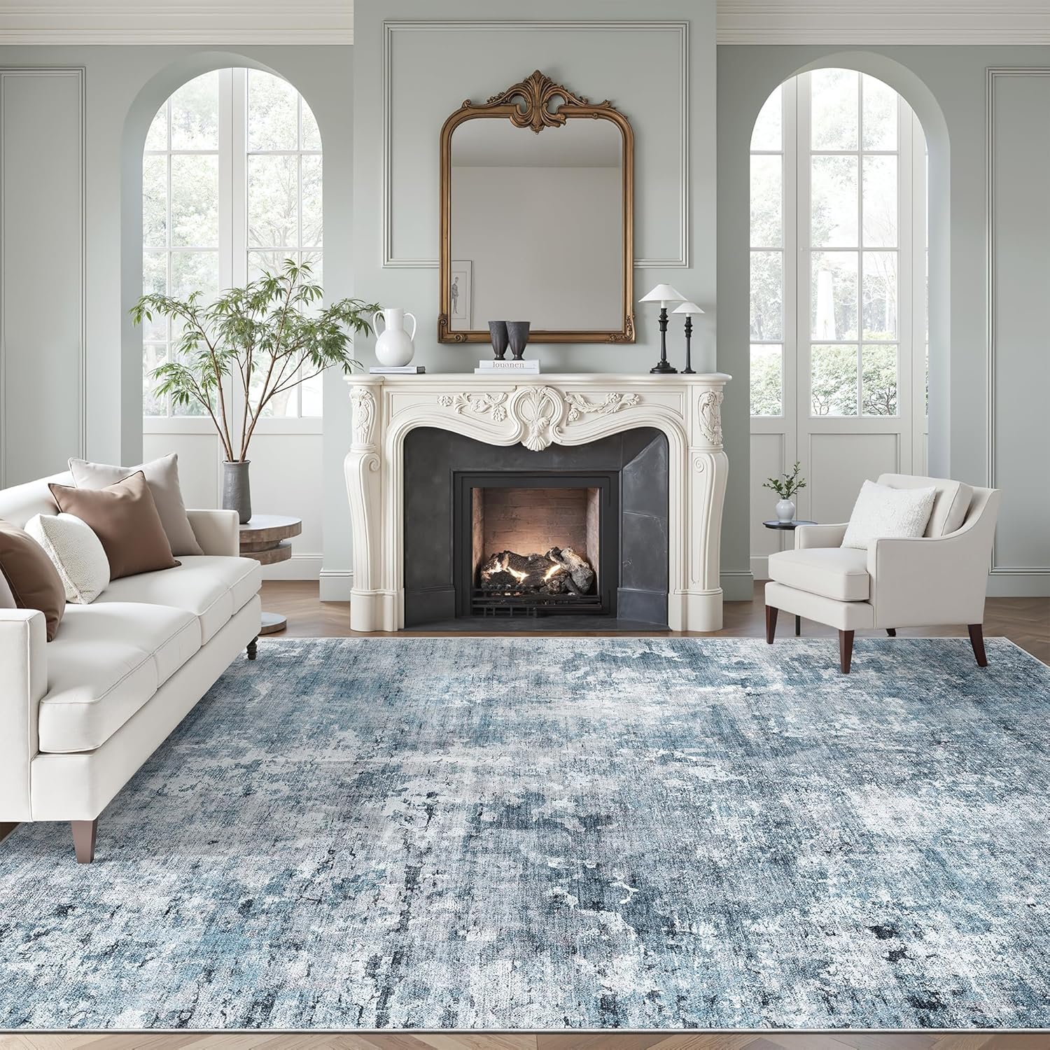 Abstract Rug 8x10 Large Living Room Non-Slip Stain Resistant