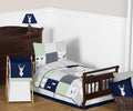 Navy Blue Mint Grey Woodsy Deer Toddler Bedding 5 Piece Set