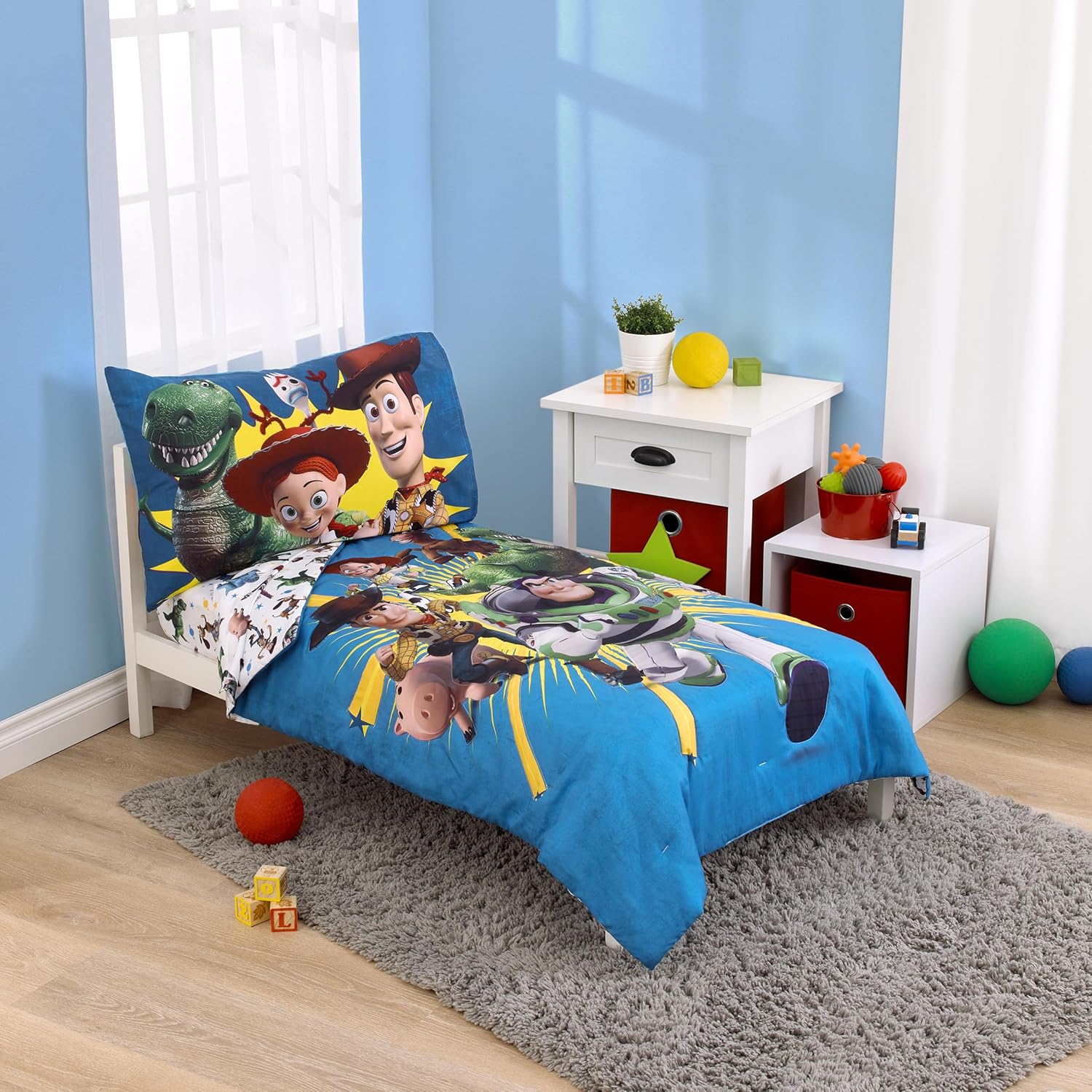 NoJo Disney Toy Story 4 Piece Toddler Bed Set for Kids