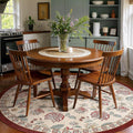 jinchan 8ft Floral Round Rug for Dining Room - Washable Vintage Charm