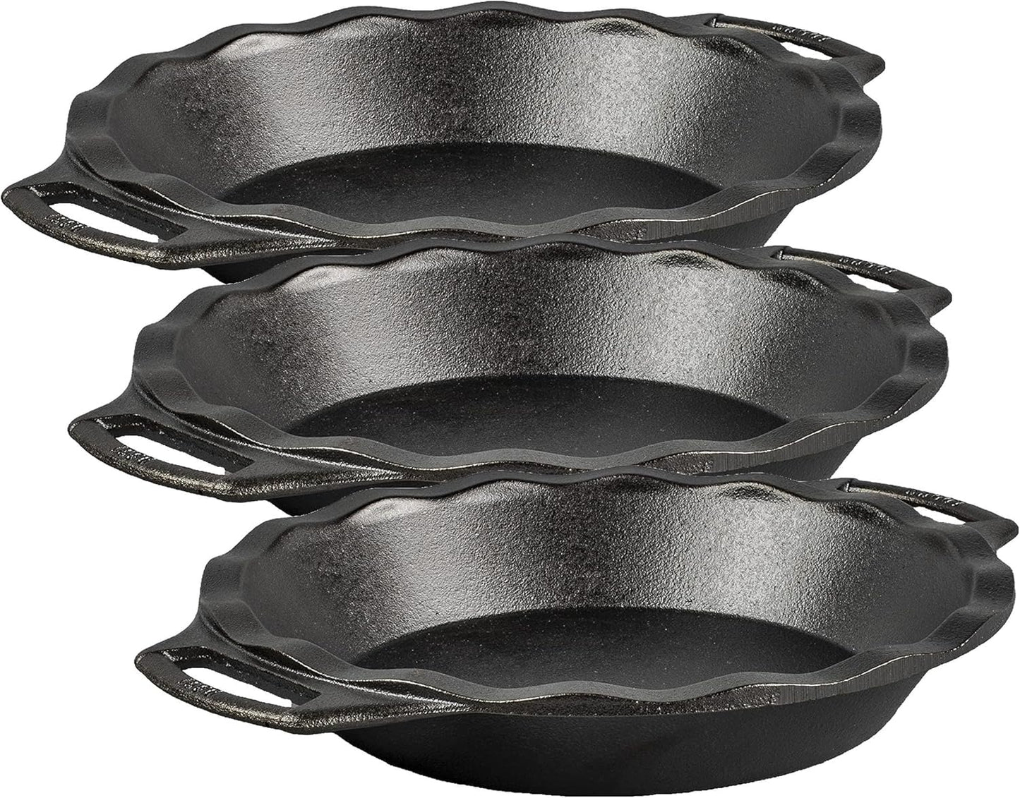 Lodge Cast Iron Pie Pan 9 Inch Set of 3 for Perfect Baking