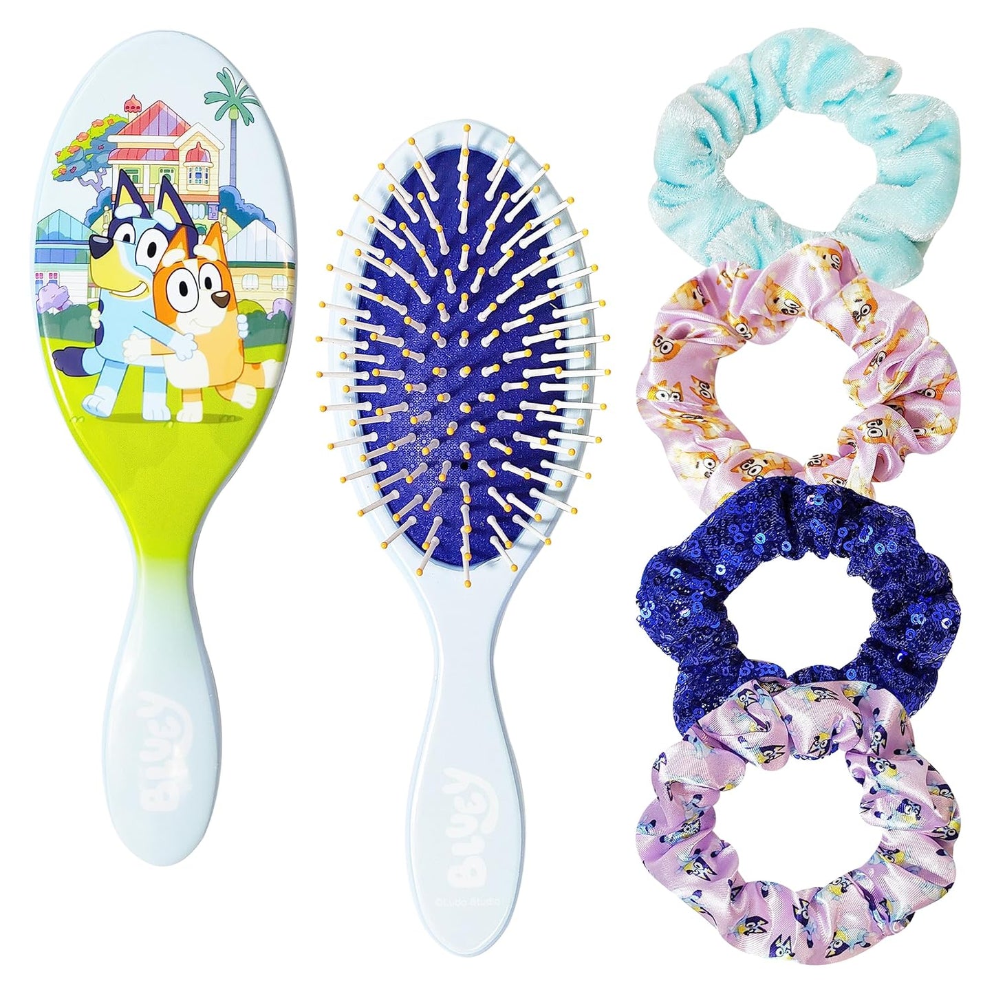 Bluey Kids Detangling Brush Set + Bonus Scrunchies - Say Goodbye to Knots!