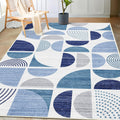 MUJOO 3x5 Rug Washable Blue Boho Area Rug - Machine Washable, Non-Slip