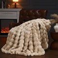 Faux Fur Throw Blanket for Couch 60x50in - Fluffy Bubble Plush