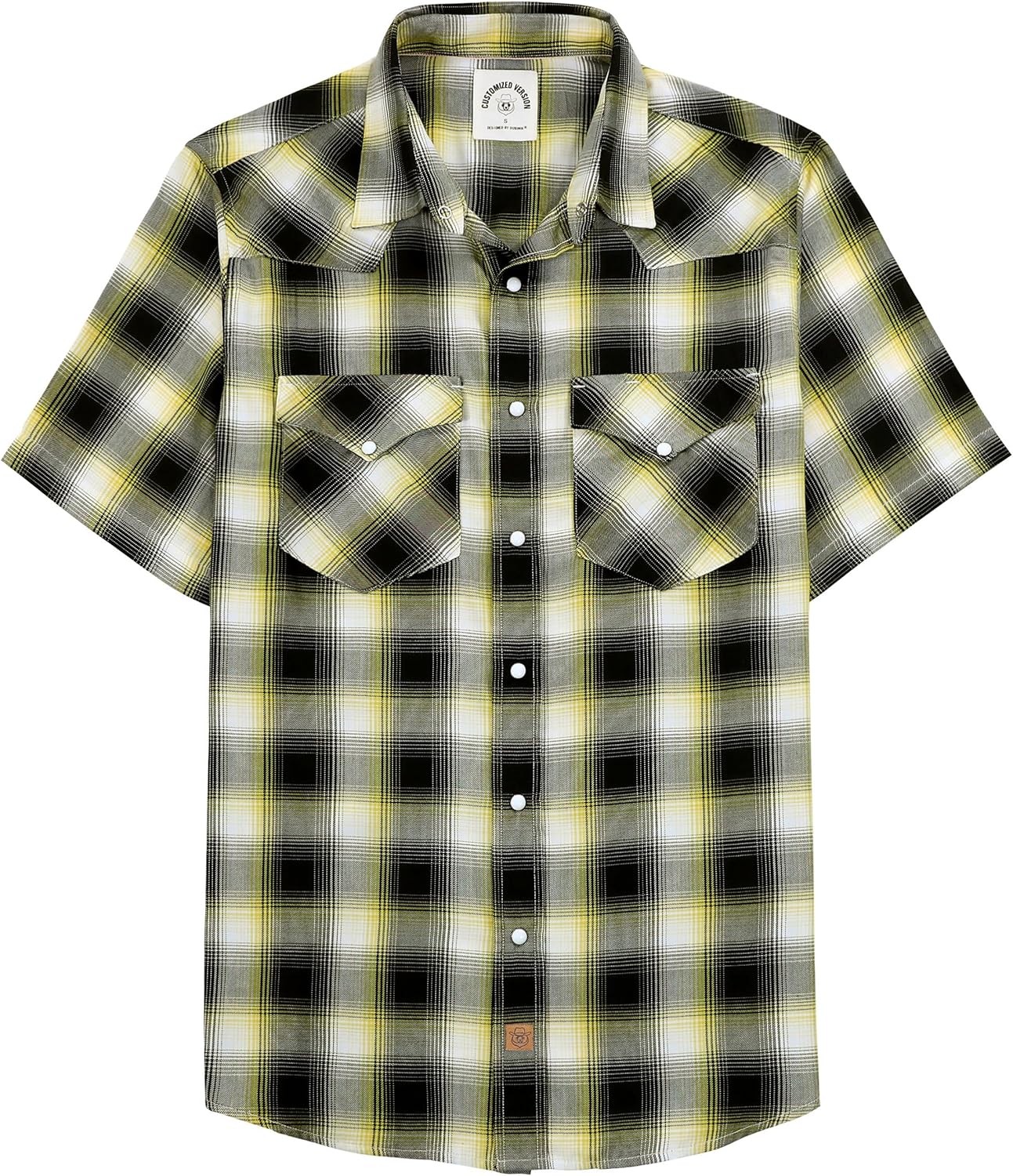 Stylish Mens Short Sleeve Plaid Shirts with Pearl Snaps