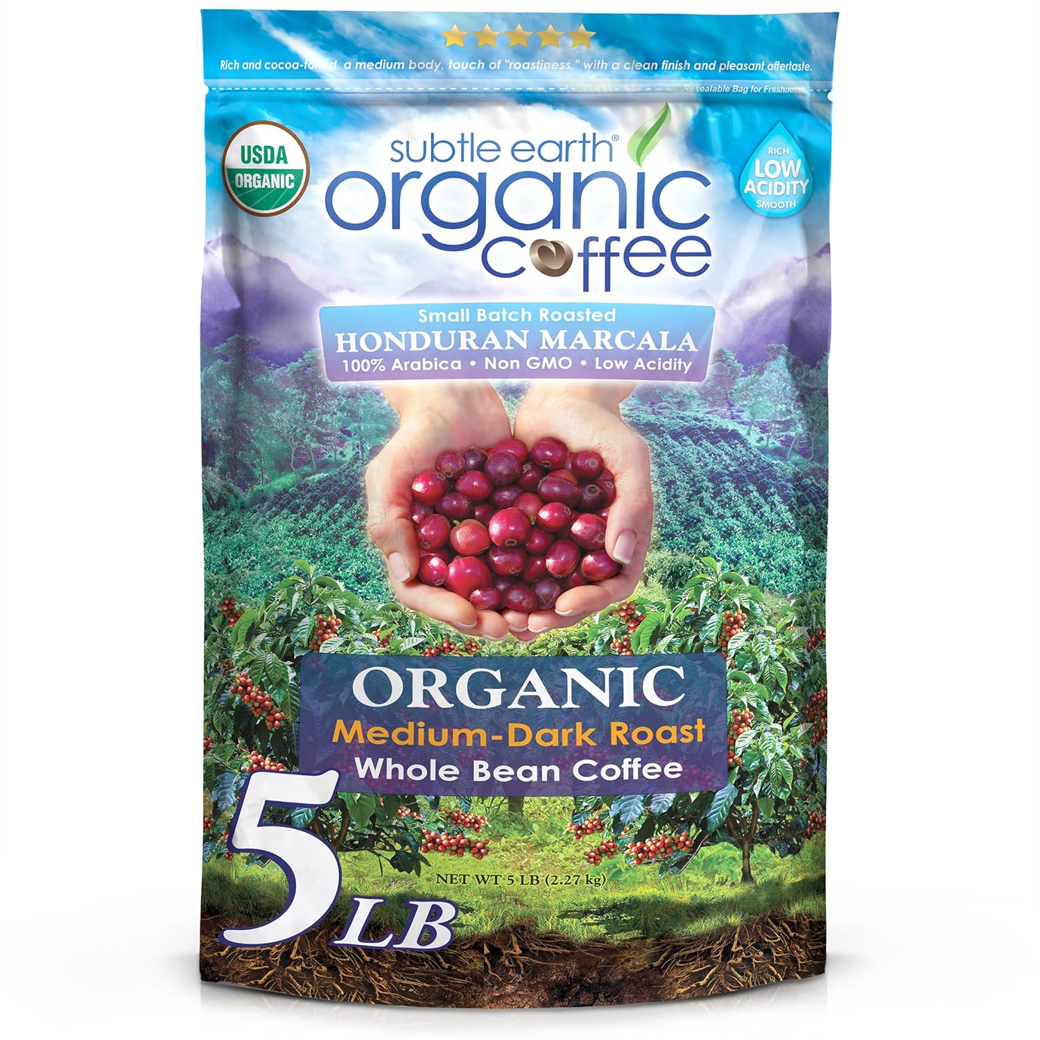 5LB Cafe Don Pablo Organic Arabica Whole Bean Coffee