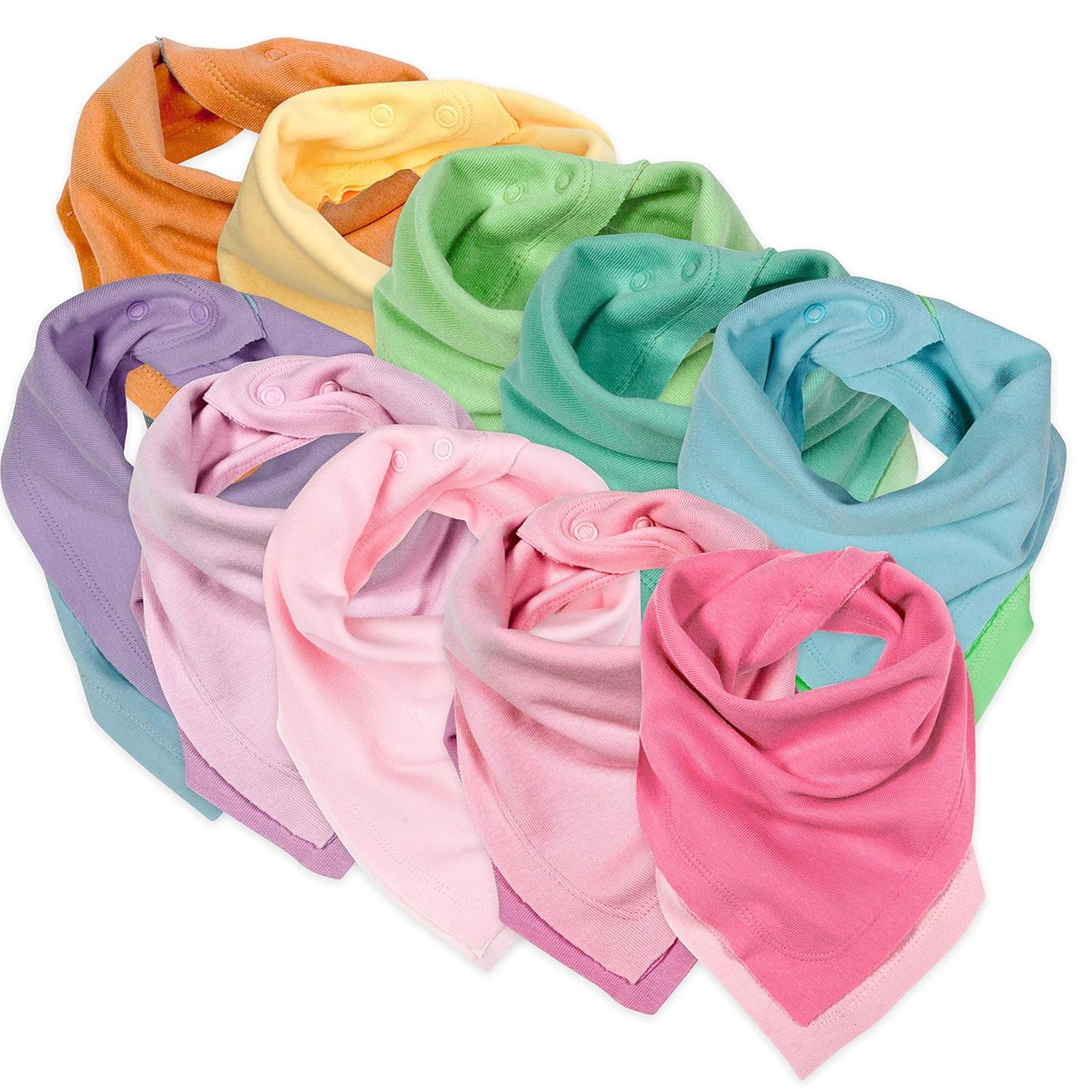 Organic Cotton Bandana Drool Bibs for Babies - 10-Pack Rainbow