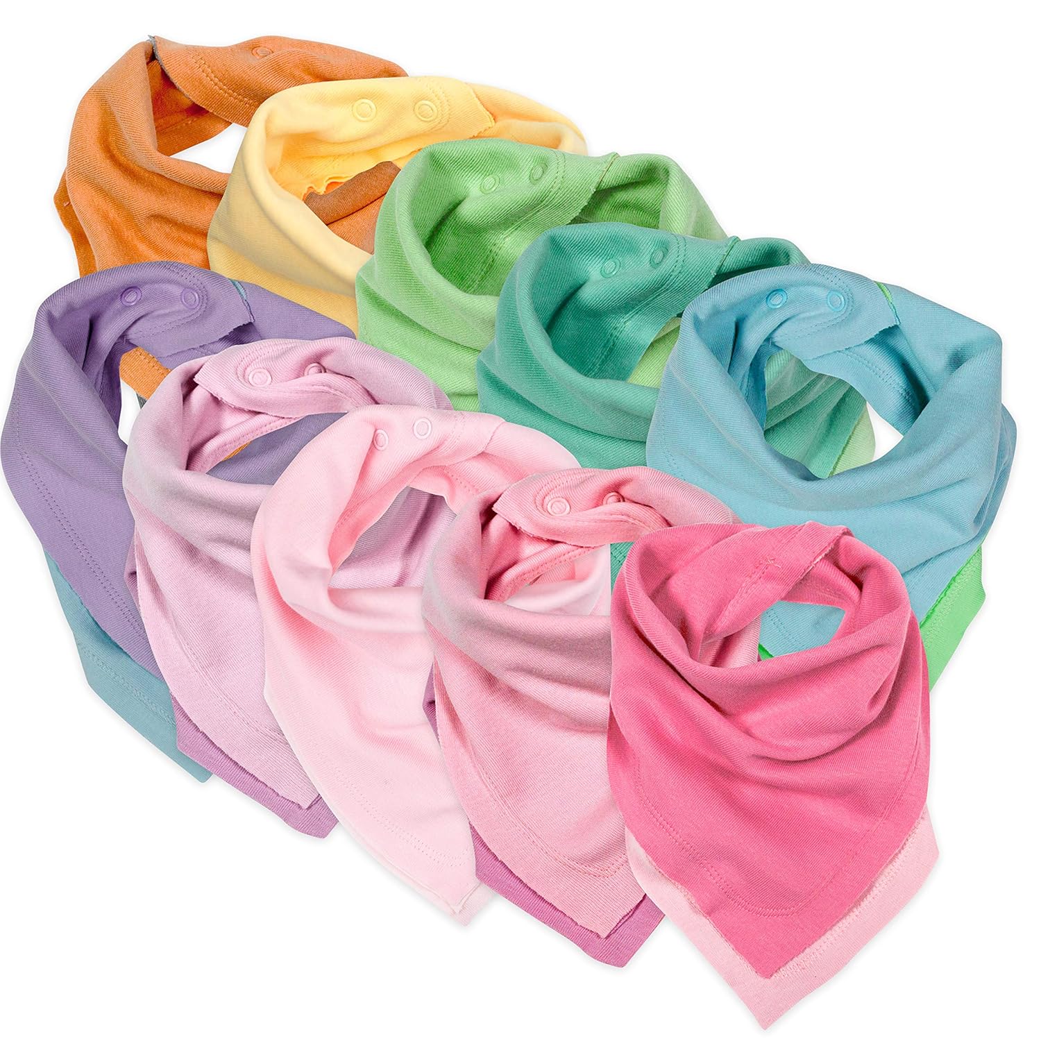 Organic Cotton Bandana Drool Bibs for Babies - 10-Pack Rainbow