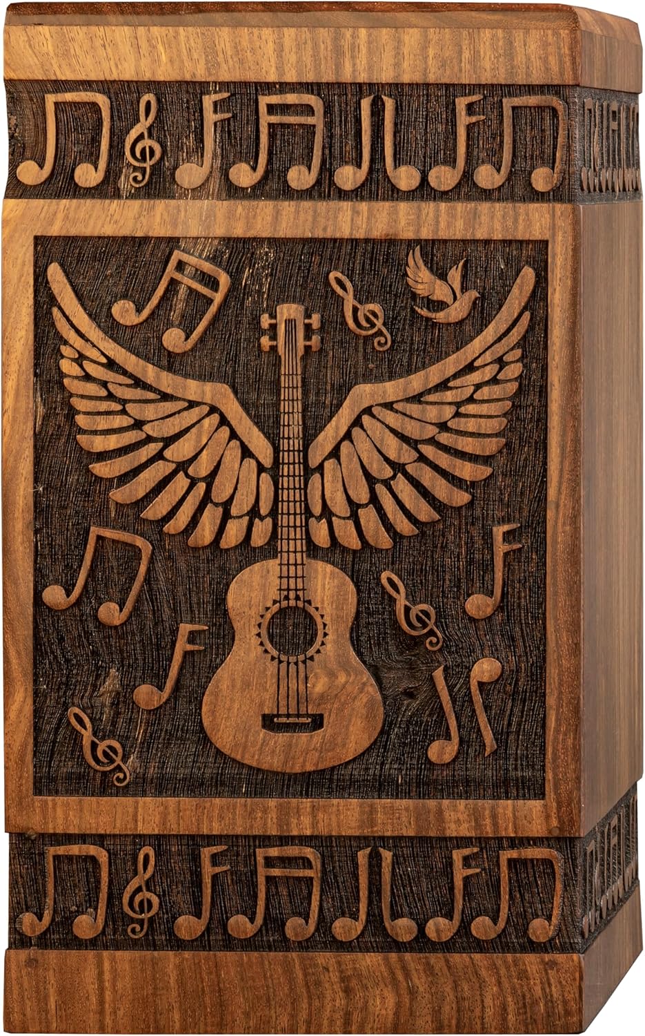 INTAJ Small Wooden Urn for Human Ashes with Guitar Design