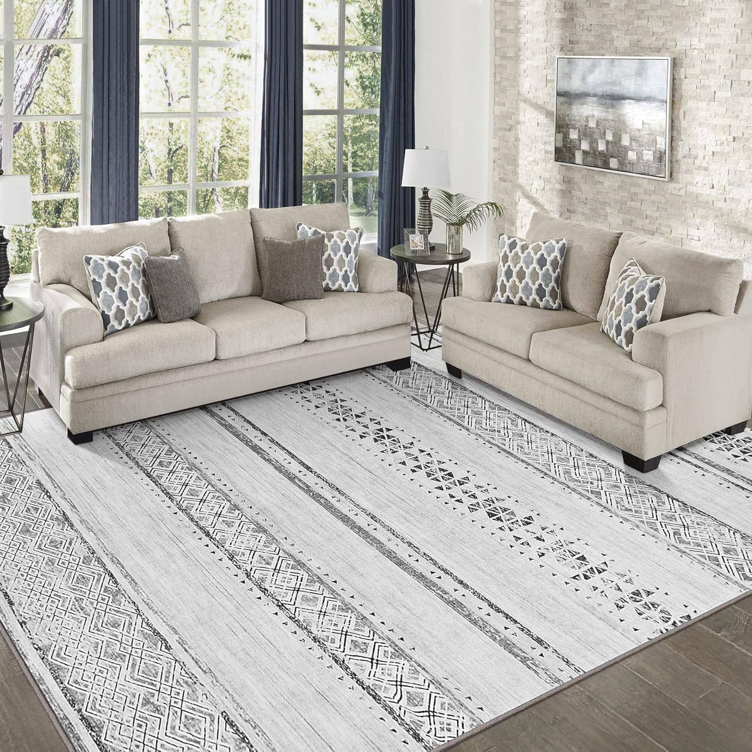 8x10 Area Rugs for Living Room Bedroom - Soft Non-Slip Carpet