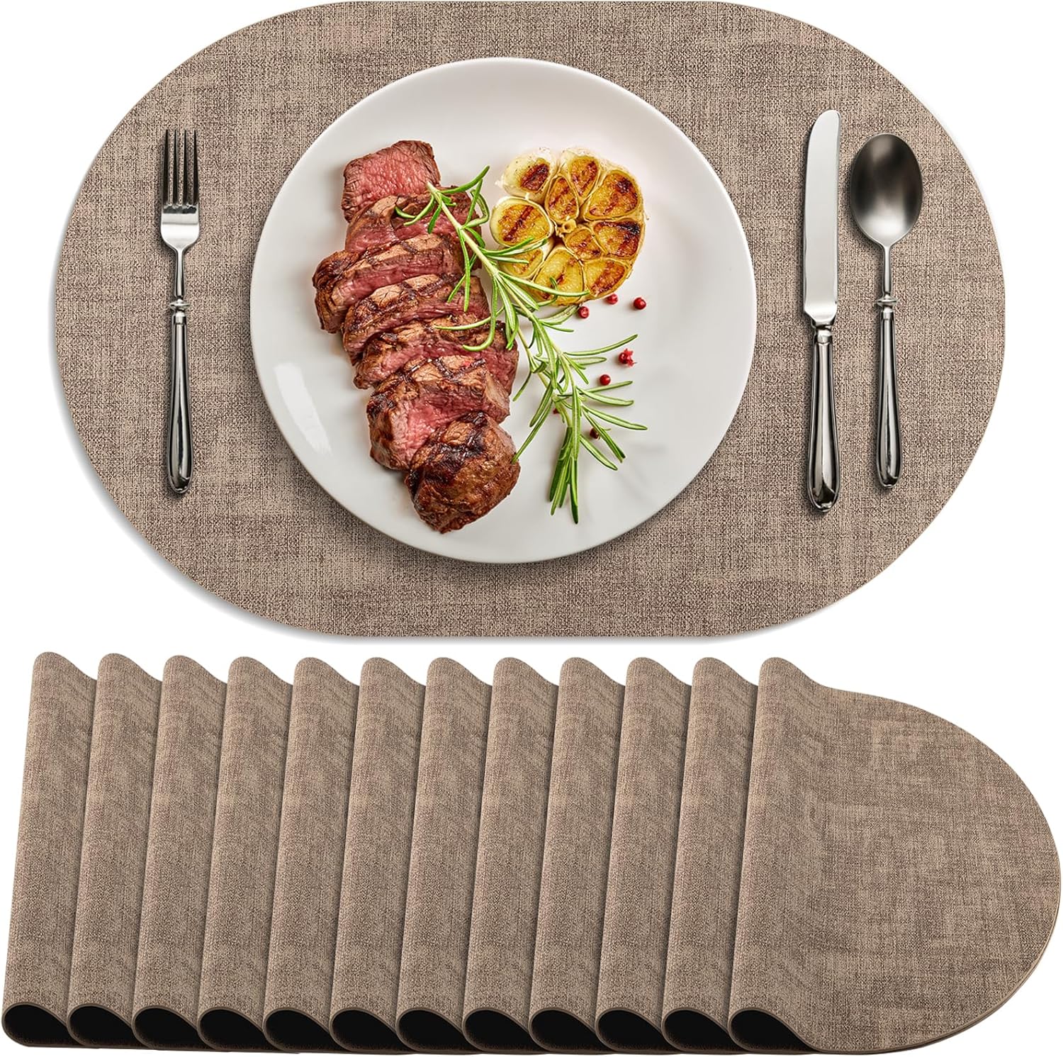 Washable Faux Leather Placemats Set of 12 for Dining Tables