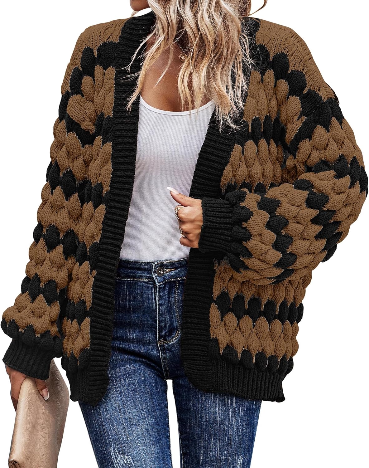 KIRUNDO Womens Cardigan Chunky Knit Fall Fashion Sweater Coats