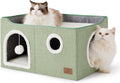 Large Cat Bed Cube House - Extra Wide Foldable Hideaway for Cats